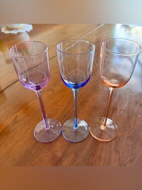 Colored Stem Wine Glass - Purple, Blue, Orange